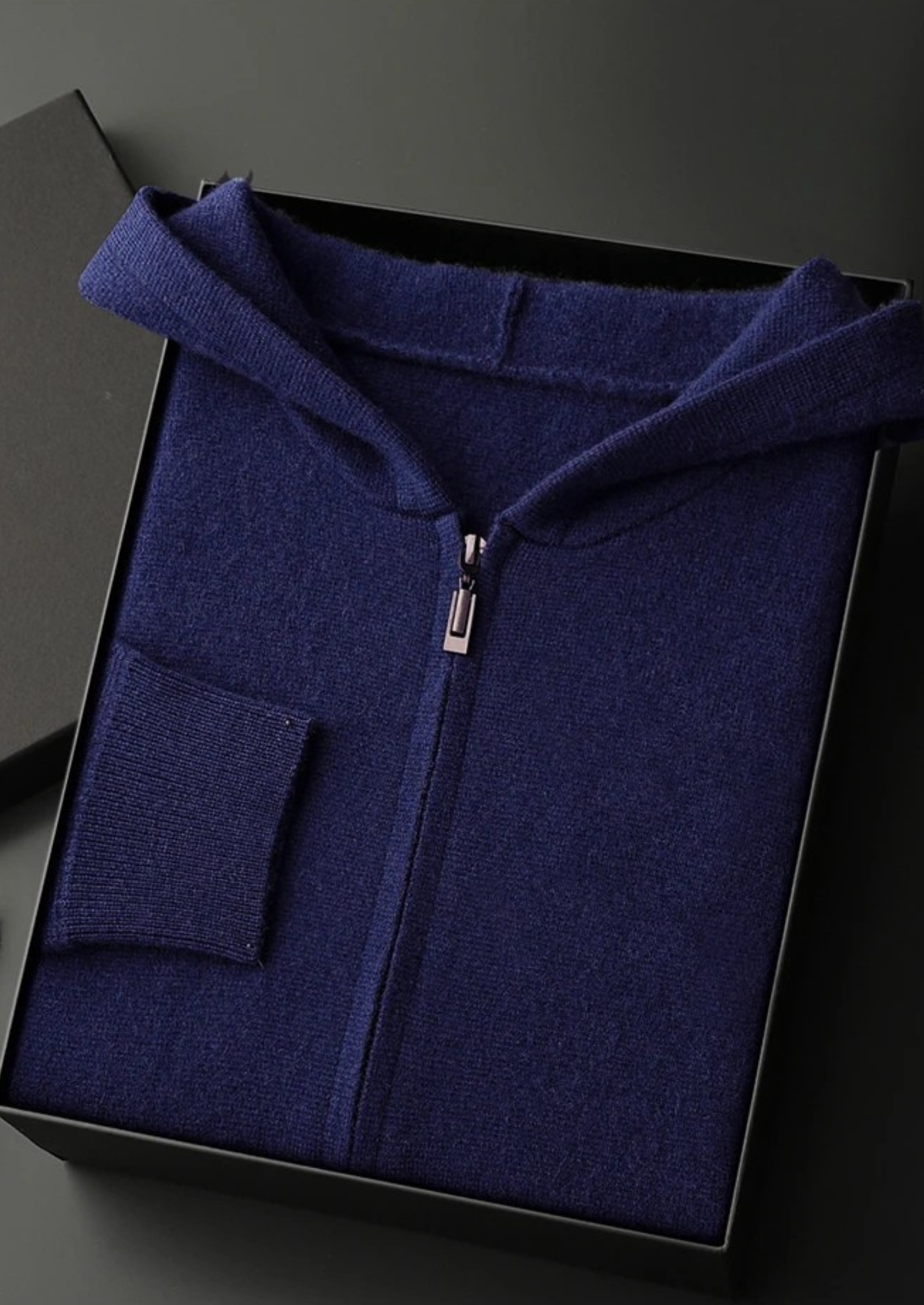 House of Whitmore | Hooded Zip-Up Knit Sweater