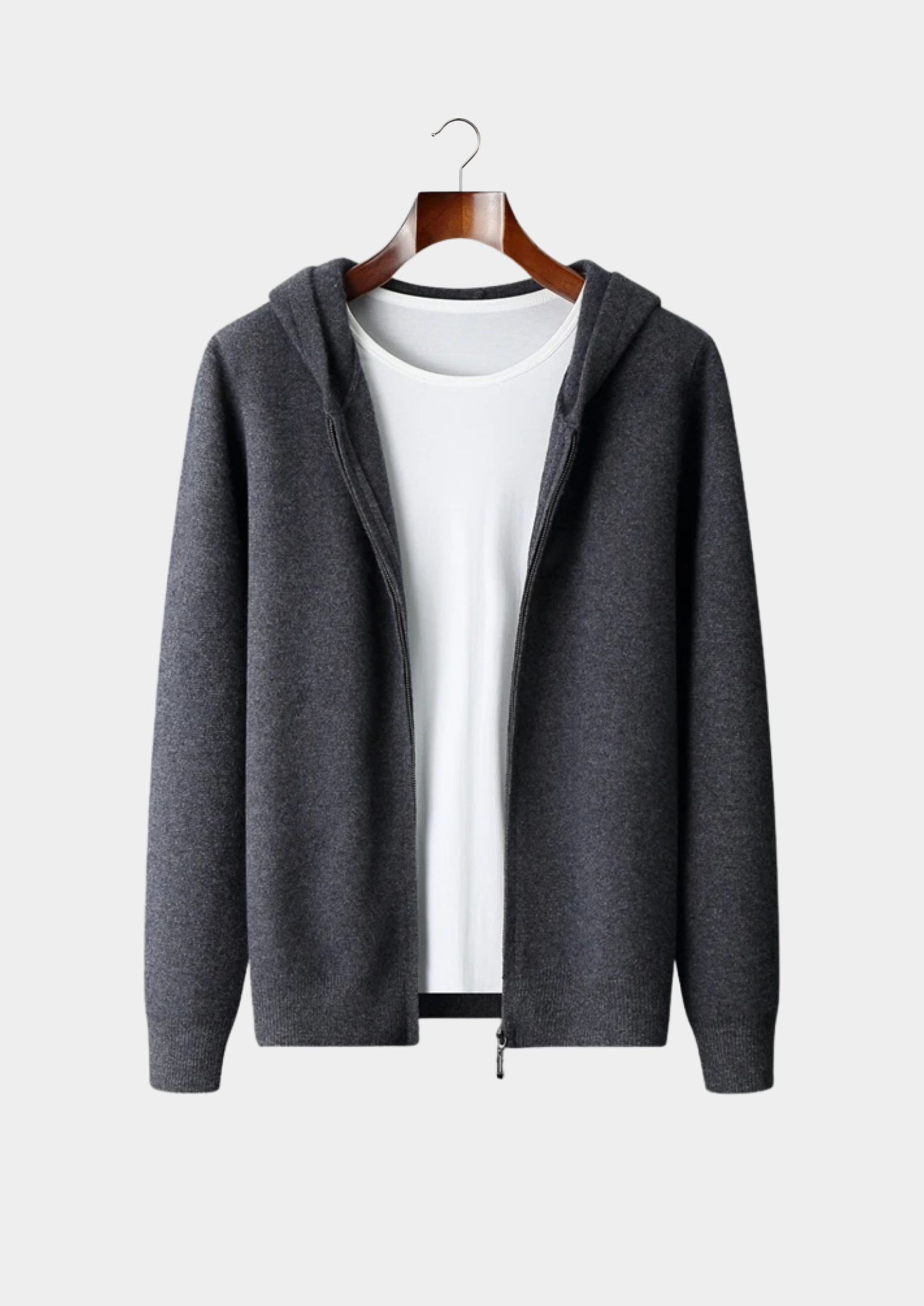 House of Whitmore | Hooded Zip-Up Knit Sweater