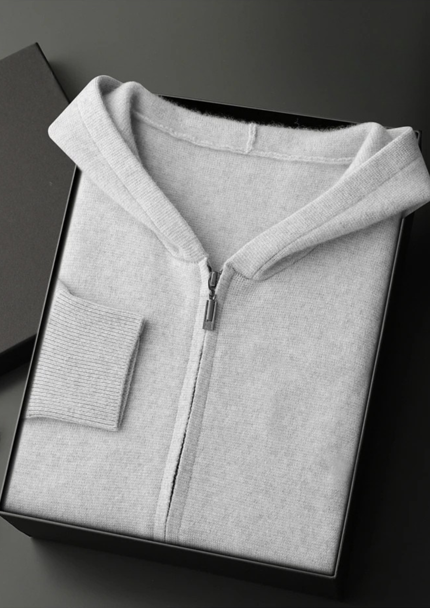 House of Whitmore | Hooded Zip-Up Knit Sweater