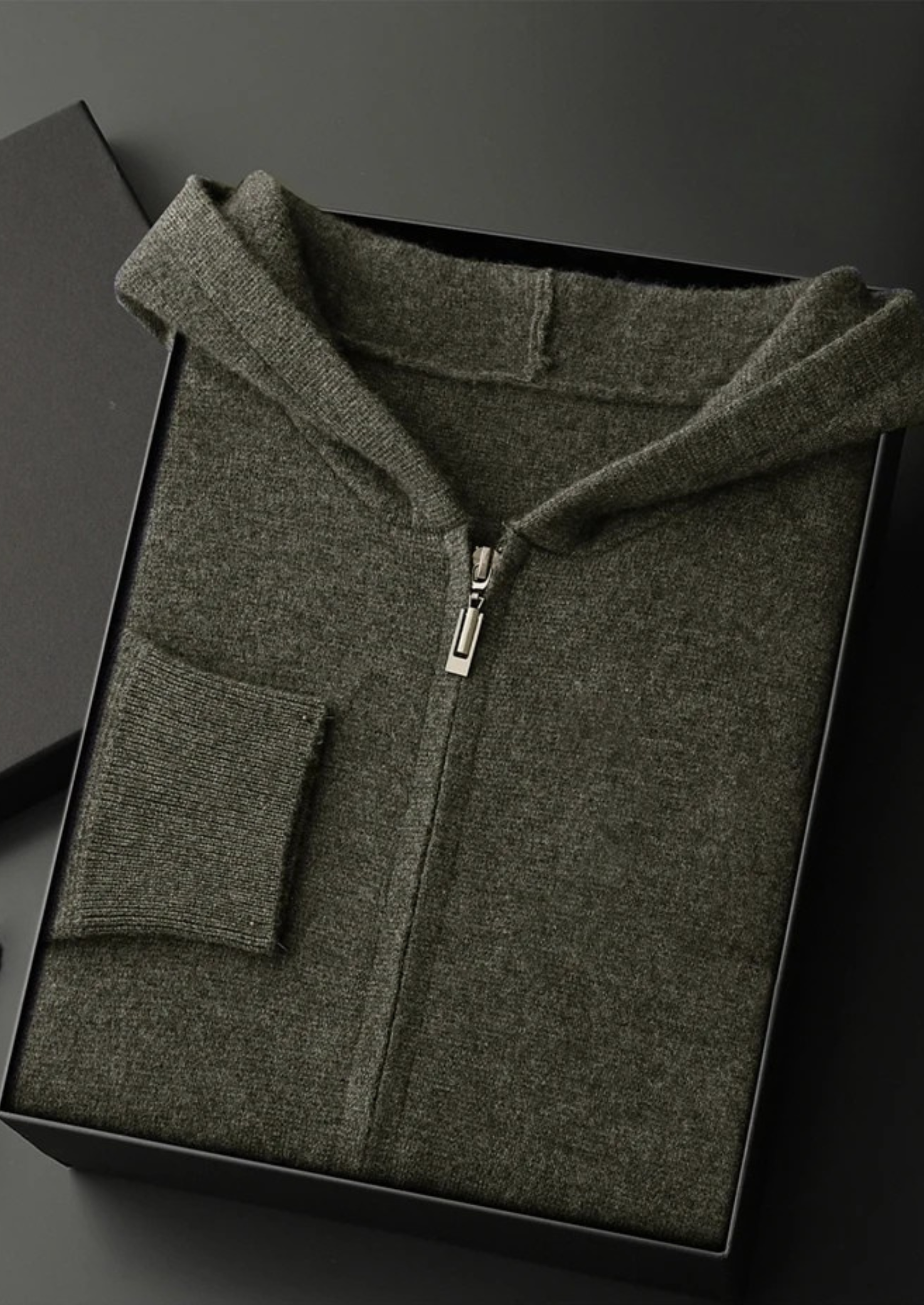 House of Whitmore | Hooded Zip-Up Knit Sweater